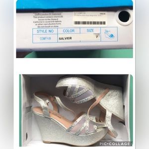 Bella Luna Silver glitter wedge heels size 7.
